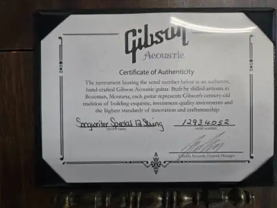 Gibson Songwriter 12 string acoustic guitar, View more