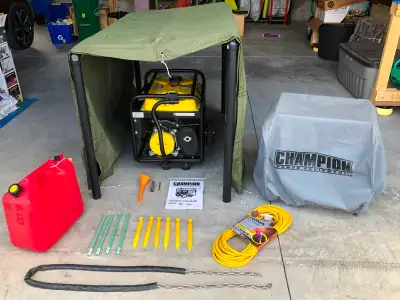 Portable Champion Gas Generator and All Accessories Shown, View more