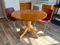 MOVING SALE: small round pedestal table with 2 chairs