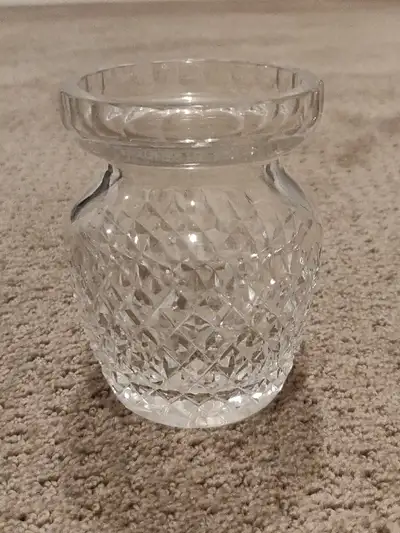 Heavy Glass Diamond Cut Mini Vase - 4-1/4" Tall, View more