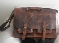 Leather laptop briefcase messenger bag (never used) 17.25"
