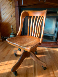 1930's H. Krug Curved Oak Rotary Office Chair