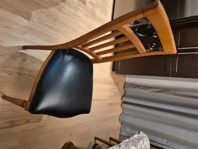 Dining chairs, 6 units, birch and leather., View more