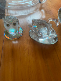 Vintage Swarovski Crystal Swan & Owl