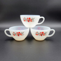 Vintage Fire King Primrose Coffee Tea Cup Mug Set Of 3 Milk Glas