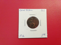 >>1915 Great Britain      Farthing     coin<<