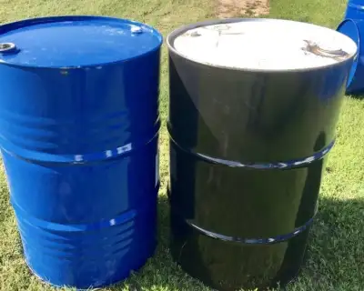 **Food grade with labels** Fixed lid metal barrels (sealed top with 2 bungs) great for burn barrels,...