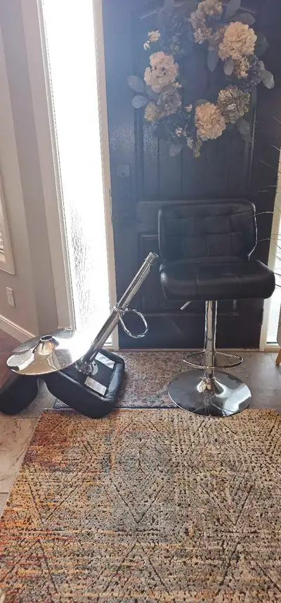 Black faux leather bar stools, View more