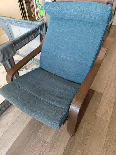 Ikea POÄNG Armchair Brown/Gunnared blue, View more