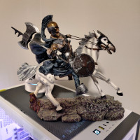 Medieval Undead Skeleton Knight Figurine with Battle Axe