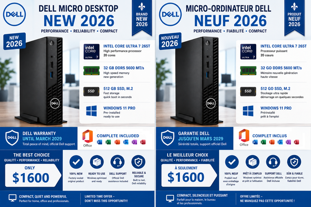 Dell Pro Micro Desktop Intel Core Ultra 7 265T 20 cores