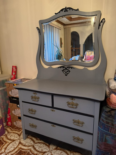 Vintage Refinished Dresser with Mirror, View more