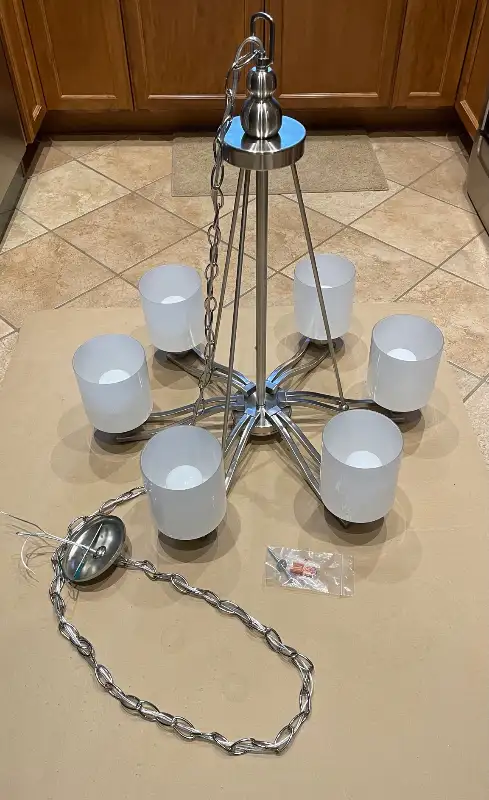 Brushed Nickel Chandelier in Indoor Lighting & Fans in Hamilton - Image 2