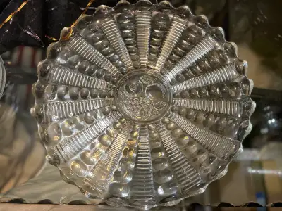 Vintage Glass Embossed Fruit Bowl, View more