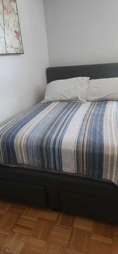 double bed with 4 drawers used like new, View more