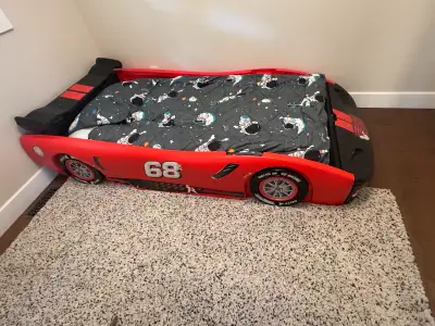 Kids car bed and Twin Mattress $250