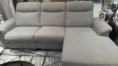 L shape sofa w/electric recliner & storage for sale!, View more