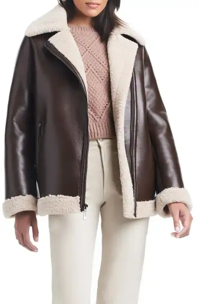 Zara sherpa jacket manteau cuir leather aritzia coat zara prada, View more