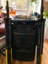Full 500 watt PA System with mixer, speakers, stands, cables