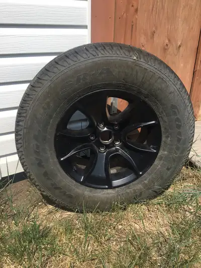 Set of four 17 inch Factory Black Alloy 5-spoke rims. TPS sensors included. FREE Goodyear tires (les...