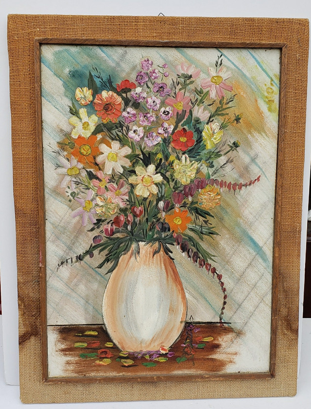Oil Painting  Framed Art Flowers in Arts & Collectibles in Barrie
