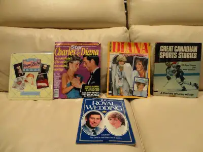 4 Vintage Royal Family Magazines + Hard Covers & 1 Vintage Sports Hard Cover Book Selling 5 Vintage...