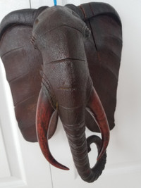 Carved Elephant Bust Wall Mask