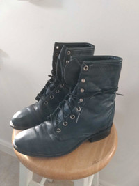 Blue Leather Women's Boots 