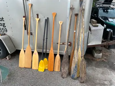 Boat or canoe Paddles for sale. Prices listed from left to right in the pic. -upper Canada paddle -...