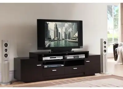 BRAND NEW MODERN DARK BROWN TV STAND WITH STORAGE, View more