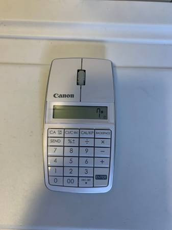 Canon X Mark I White Mac & PC bluetooth Mouse plus calculator in Mice, Keyboards & Webcams in Burnaby/New Westminster
