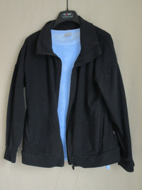 Black Polar Fleece Spring Jacket Full Zip Women Size L