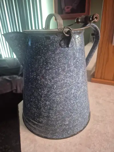 Large enamel antique kettle, View more