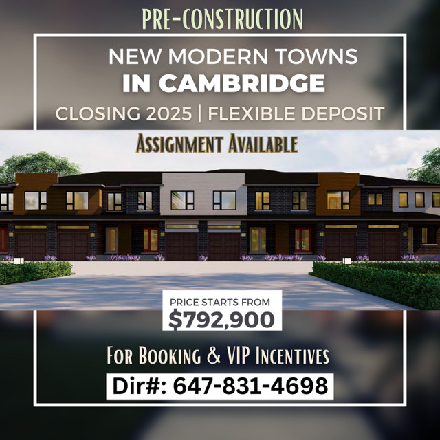 Brand New Tows in Cambridge - Closing in 2025 in Houses for Sale in Cambridge