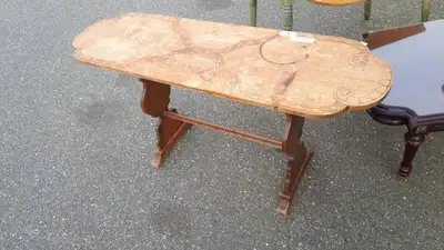 ANTIQUE CARVED DROP LEAF SIDE TABLE, View more