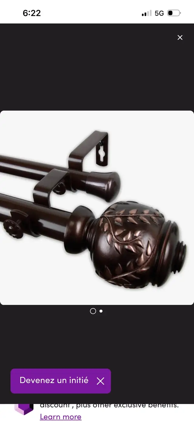 New Haings 1" Adjustable Double Curtain Rod 160” to 240” L in Window Treatments in Mississauga / Peel Region - Image 2