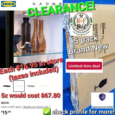 ✳️ (5) IKEA BESTÅ Glass shelf Glass 56x36 cm (22x14 1/8"), View more