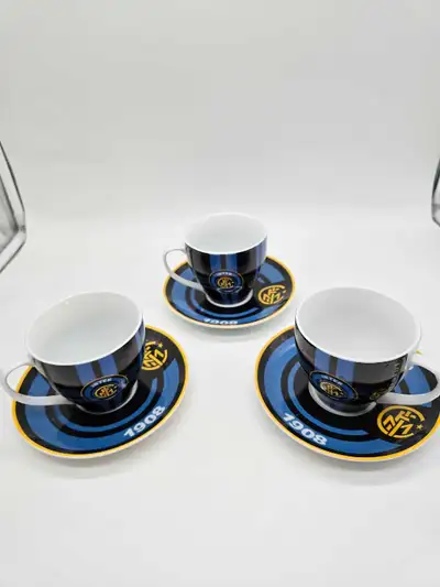 Set Of 3 FC Inter 1908 Internazionale Espresso Cups & Saucers. I will either sell 1 for 25$, 2 for 5...