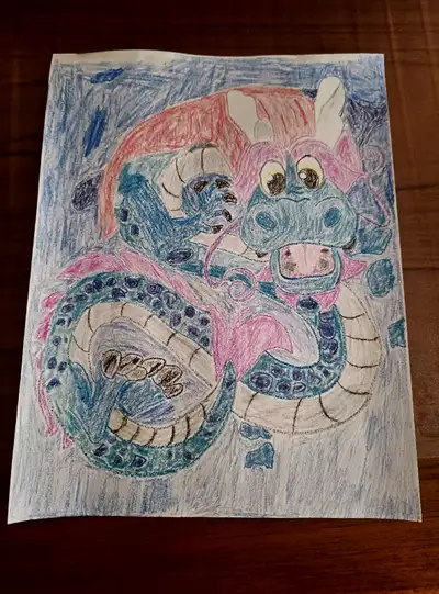 My Guardian Angel at Great Wolf Lodge by local art student Michael Qu. Hand drawn by me using crayon...