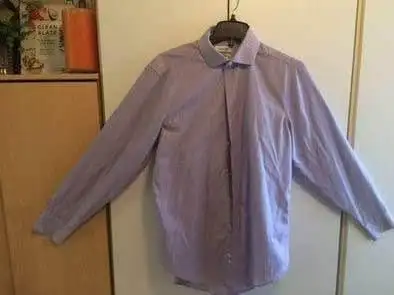 Men’s Calvin Klein purple striped shirt $15, size 15 1/2", 32/33 in Men's in Oakville / Halton Region - Image 2