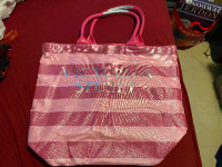 VICTORIA SECRET PINK GLITTER CANVAS TOTE BAG