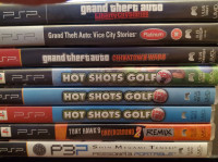 Good PSP games.  Gta, Thps, Hot shots,  ratchet and clank.