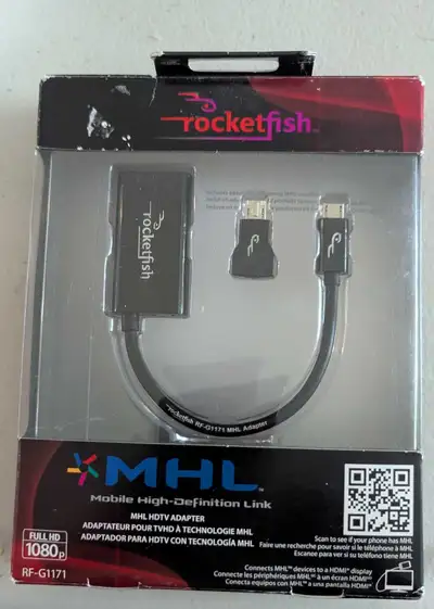 Rocketfish MHL HDTV Adaptor Full HD Works Enable MHL Devices, View more
