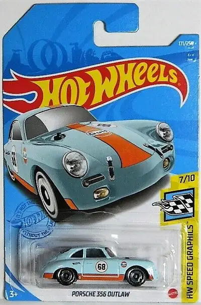 Hot Wheels Porsche 356 Outlaw #68 Gulf HW Speed Graphics diecast new in package, $10. Pickup in nort...