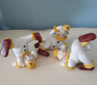 Trio of vintage Tumbling Clowns Bisque Porcelain Figurines JSNY