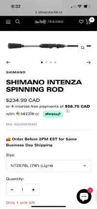 Shimano Intenza spinning rod
