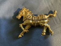 Unique Vtg Bejeweled Galloping Golden Horse with a Trinket Box