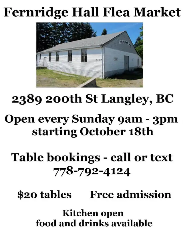 New flea market @fernridge hall oct 18