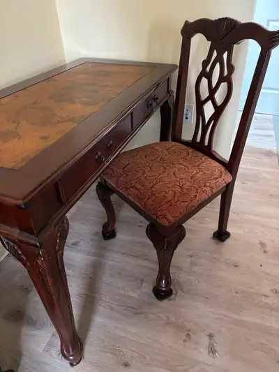 Colonial Oak Desk with Chair - High End Solid Wood, View more