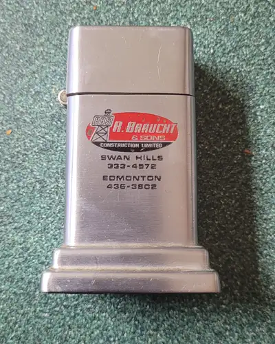 $150.00 each 2 rare vintage 50s barcroft table lighters. Two different oilfeild ads. No fluid no fli...